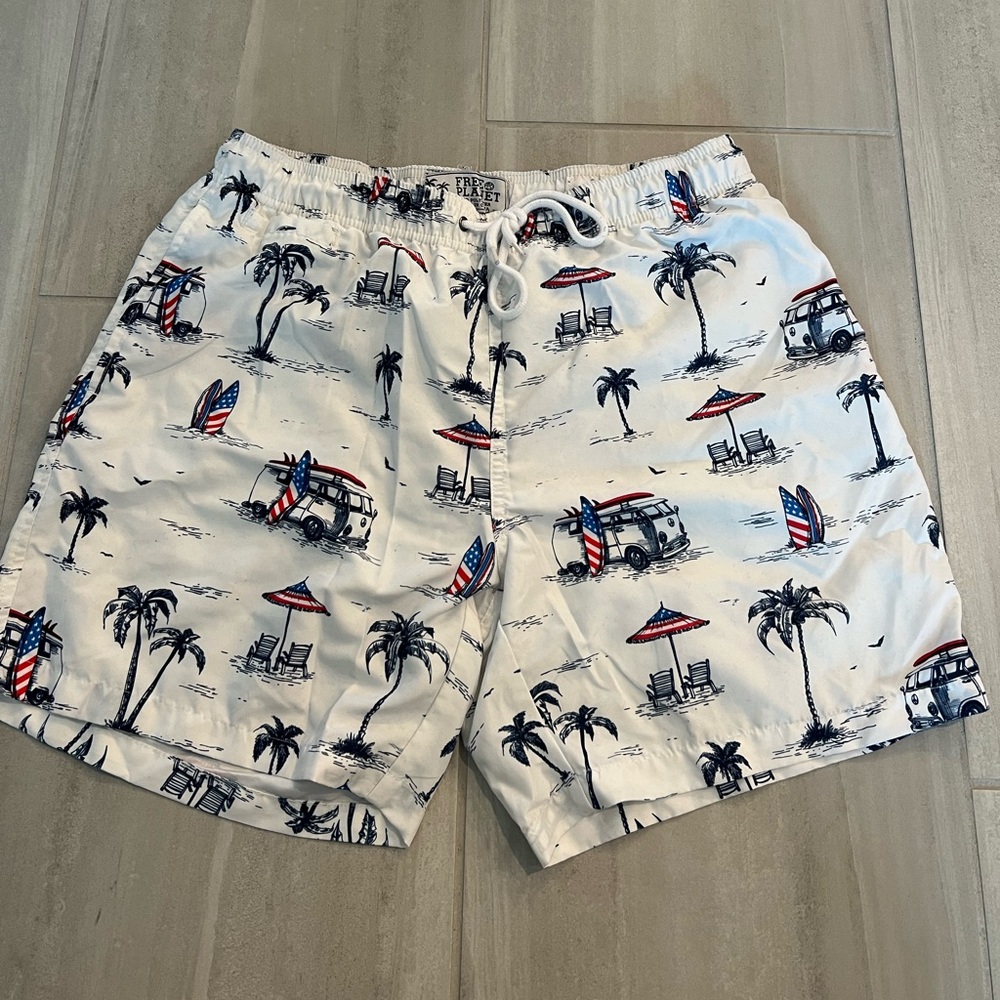 Men’s Free Planet Bathing Suit- Red, White, and Blue